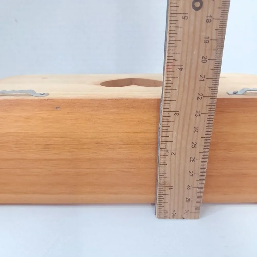 Wood heart cutout wall shelf trinket 2 pegs hooks display cottagecore stained
